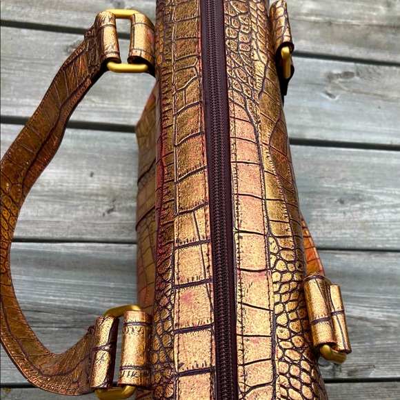 Falor Italian Leather Croc Print Large Bag Excellent Used Condition. - Picture 3 of 12